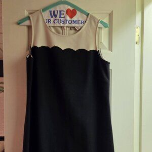 LOFT Midi Dress – Midnight Blue & Beige | Perfect for Work